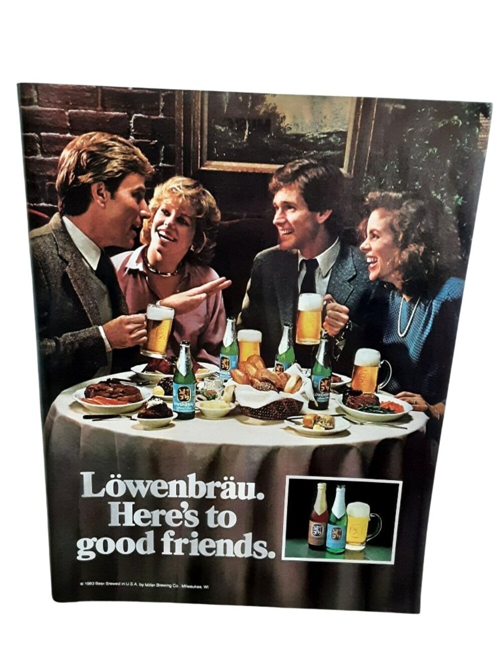 1984 Lowenbrau Beer Print Ad Vintage German Beer Friends Dinner Table
